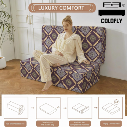 COLOFLY Three Fold HR Mattress with 5 Year Warranty | Foldable Sofa Cum Floor Mattress | 2 Inch & 3 Inch - Colofly
