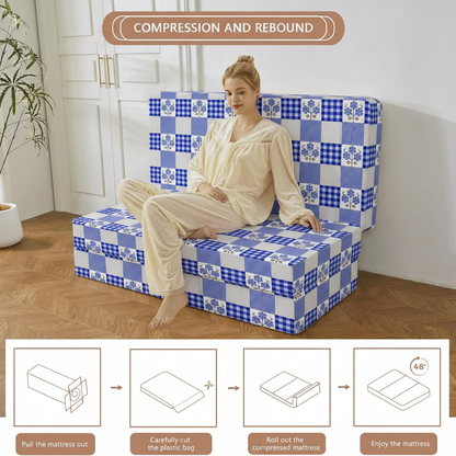 COLOFLY Three Fold HR Mattress with 5 Year Warranty | Foldable Sofa Cum Floor Mattress | 2 Inch & 3 Inch - Colofly