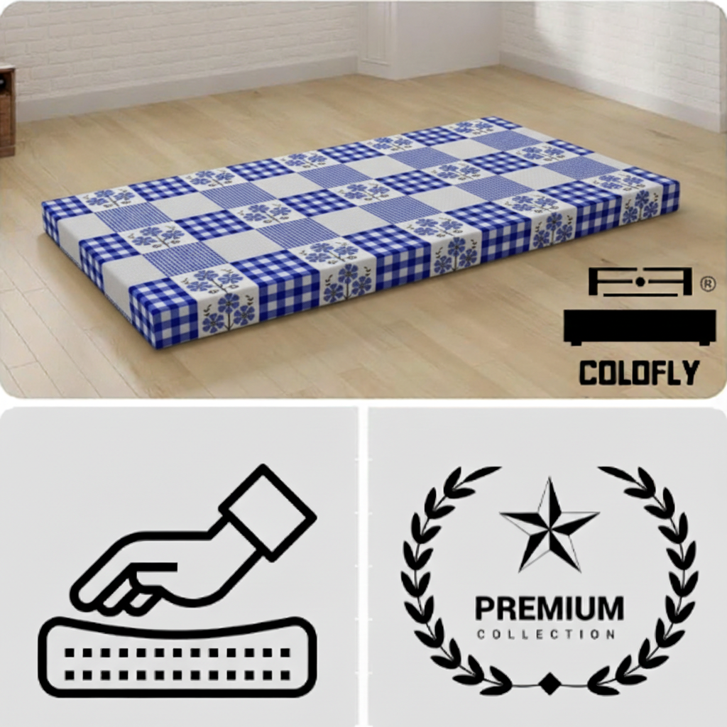 COLOFLY Three Fold HR Mattress with 5 Year Warranty | Foldable Sofa Cum Floor Mattress | 2 Inch & 3 Inch - Colofly
