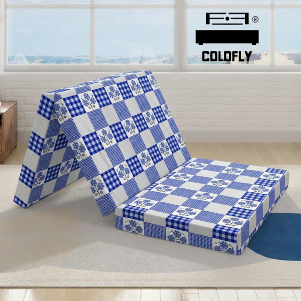 COLOFLY Three Fold HR Mattress with 5 Year Warranty | Foldable Sofa Cum Floor Mattress | 2 Inch & 3 Inch - Colofly