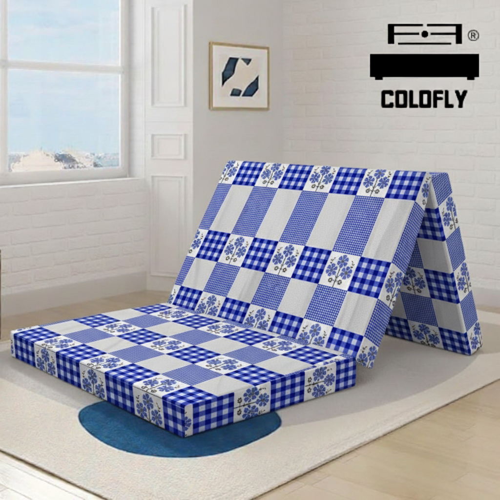 COLOFLY Three Fold HR Mattress with 5 Year Warranty | Foldable Sofa Cum Floor Mattress | 2 Inch & 3 Inch - Colofly