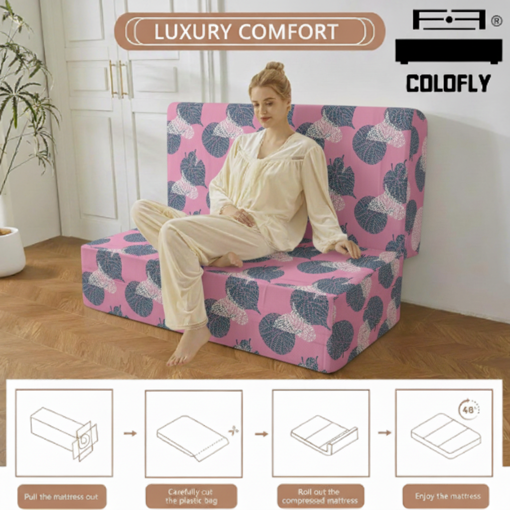 COLOFLY Three Fold HR Mattress with 5 Year Warranty | Foldable Sofa Cum Floor Mattress | 2 Inch & 3 Inch - Colofly