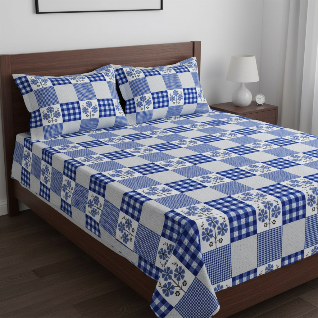 COLOFLY Printed Cotton Flat Bedsheet with 2 Pillow Covers (Single/Double) - Colofly