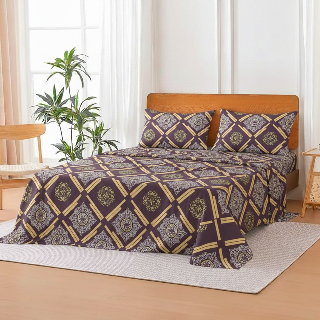 COLOFLY Printed Cotton Flat Bedsheet with 2 Pillow Covers (Single/Double) - Colofly