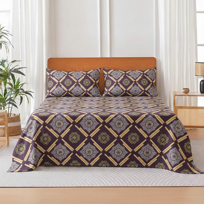 COLOFLY Printed Cotton Flat Bedsheet with 2 Pillow Covers (Single/Double) - Colofly