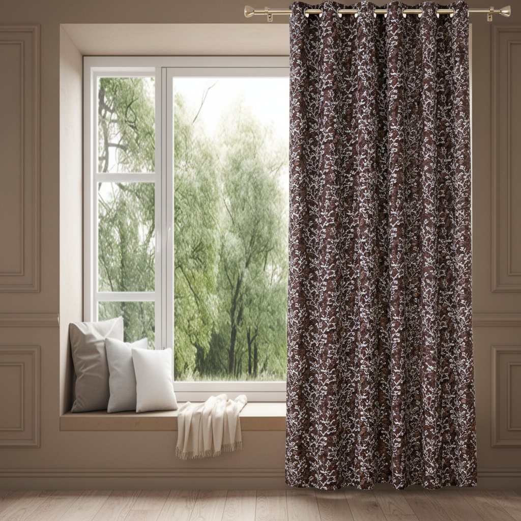 Colofly Printed Window Curtain Set (Pack of 1 / Pack of 2) | Pink & Brown - Colofly