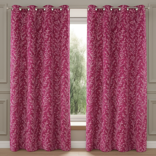 Colofly Printed Window Curtain Set (Pack of 1 / Pack of 2) | Pink & Brown - Colofly