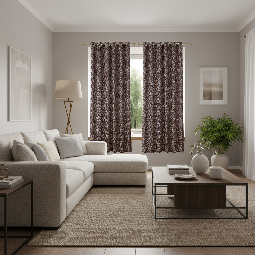 Colofly Printed Window Curtain Set (Pack of 1 / Pack of 2) | Pink & Brown - Colofly