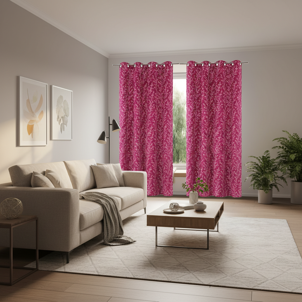 Colofly Printed Window Curtain Set (Pack of 1 / Pack of 2) | Pink & Brown - Colofly